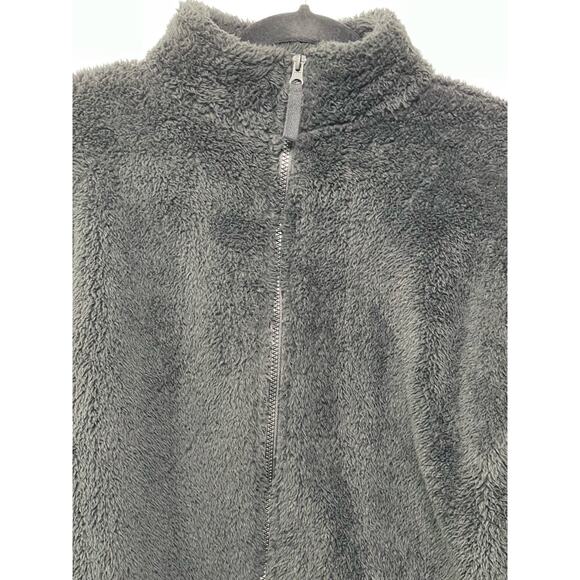 Forever 21 Long Sleeve Full‎ Zip Mock Neck  Fuzzy Sherpa Fleece Jacket Black Med - Picture 2 of 10